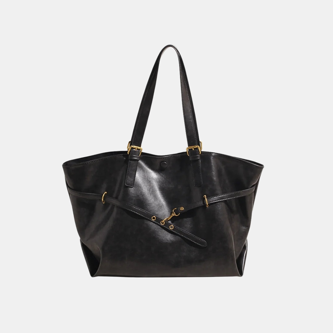 Black leather shoulder bag