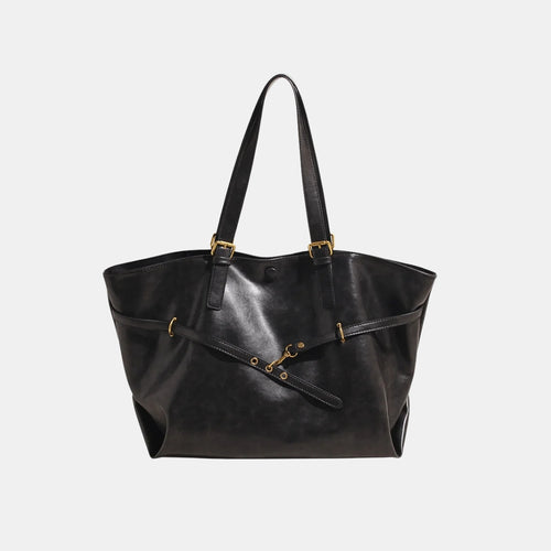 Black leather shoulder bag
