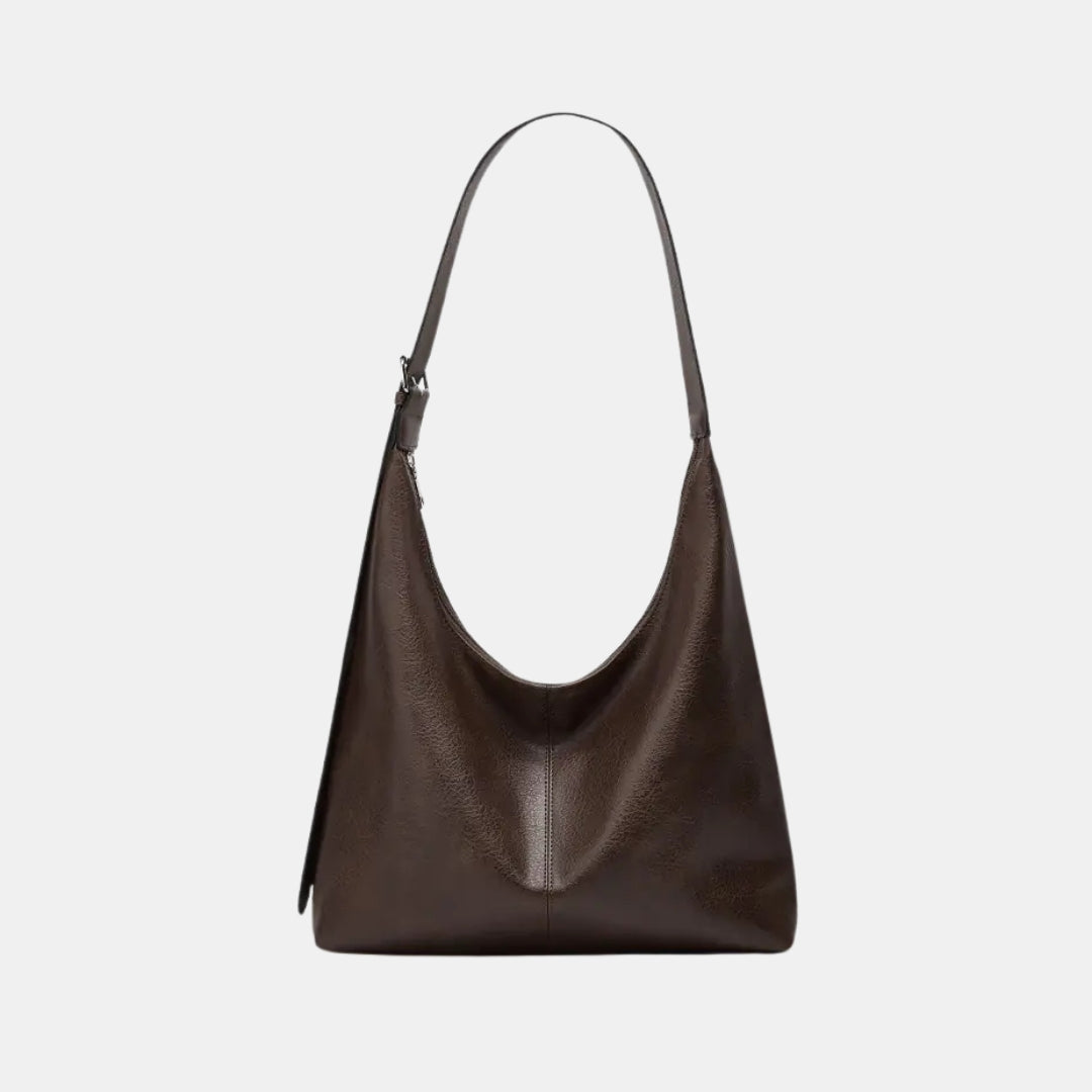 Brown leather minimalist shoulder bag