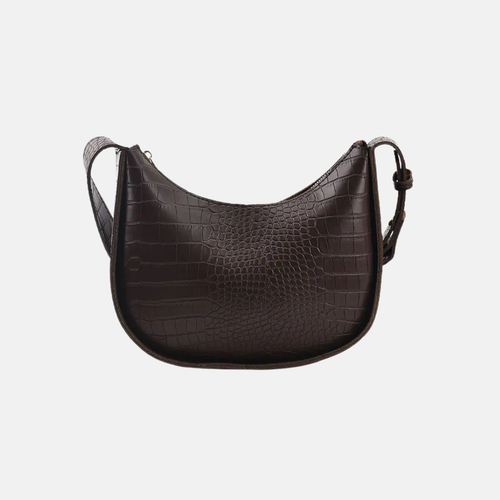 Brown crocodile-patterned woman leather crossbody bag